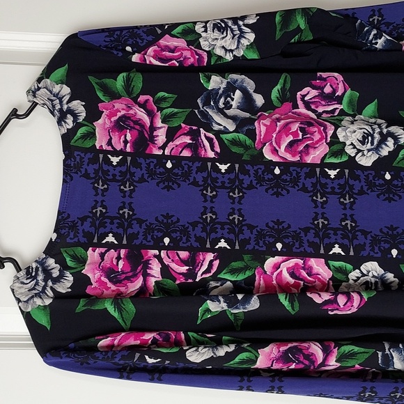 Susan Graver 3/4 sleeve Large multi color with flower print top/blouse - Picture 12 of 12